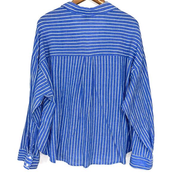 Torrid Blue Stripe Twist Front Button Up Shirt Size 3X - Picture 10 of 13